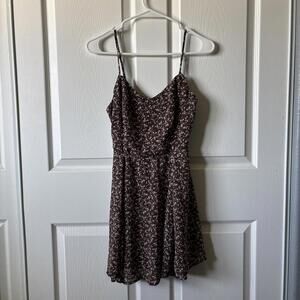 Papaya Floral Mini Dress Womens Size Small Brown Cottagecore Spaghetti Strap
